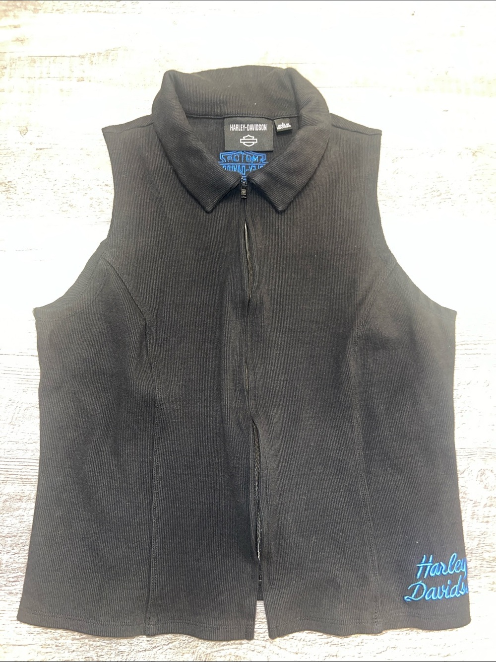 Harley Davidson Women’s Black Full Zip Sleeveless Moto Vest Large